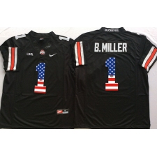 Ohio State Buckeyes #1 B.Miller Black USA Flag College Football Jersey