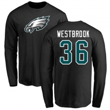 Nike Philadelphia Eagles #36 Brian Westbrook Black Name & Number Logo Long Sleeve T-Shirt