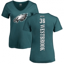 Women's Nike Philadelphia Eagles #36 Brian Westbrook Green Backer Slim Fit T-Shirt