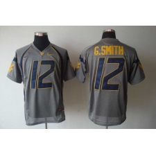 NCAA West Virginia Mountaineers Geno Smith 12 Grey College Football Jersey