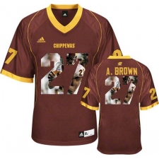 Central Michigan Chippewas #27 Antonio Brown Red With Portrait Print College Football Jersey4