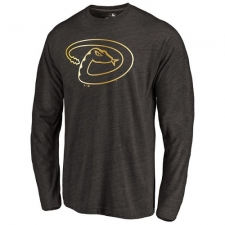 MLB Men's Arizona Diamondbacks Gold Collection Long Sleeve Tri-Blend T-Shirt - Grey