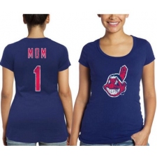 MLB Cleveland Indians Majestic Threads Women's Mother's Day #1 Mom T-Shirt - Navy Blue