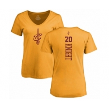 Basketball Women's Cleveland Cavaliers #20 Brandon Knight Gold One Color Backer Slim-Fit V-Neck T-Shirt