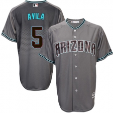 Men's Majestic Arizona Diamondbacks #5 Alex Avila Replica Gray/Turquoise Cool Base MLB Jersey