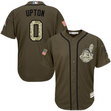 Youth Majestic Cleveland Indians #0 B.J. Upton Authentic Green Salute to Service MLB Jersey