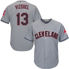 Men's Majestic Cleveland Indians #13 Omar Vizquel Replica Grey Road Cool Base MLB Jersey