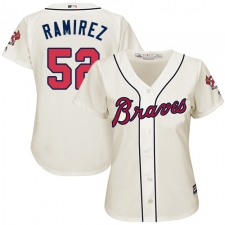 Women's Majestic Atlanta Braves #52 Jose Ramirez Authentic Cream Alternate 2 Cool Base MLB Jersey