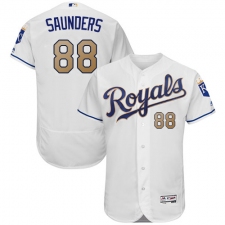Men's Majestic Kansas City Royals #88 Michael Saunders White Flexbase Authentic Collection MLB Jersey