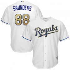 Youth Majestic Kansas City Royals #88 Michael Saunders Authentic White Home Cool Base MLB Jersey
