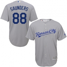 Youth Majestic Kansas City Royals #88 Michael Saunders Replica Grey Road Cool Base MLB Jersey