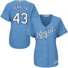 Women's Majestic Kansas City Royals #43 Wily Peralta Authentic Light Blue Alternate 1 Cool Base MLB Jersey