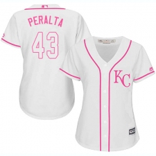 Women's Majestic Kansas City Royals #43 Wily Peralta Authentic White Fashion Cool Base MLB Jersey