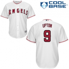 Men's Majestic Los Angeles Angels of Anaheim #9 Justin Upton Replica White Home Cool Base MLB Jersey