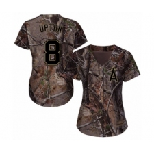 Women's Los Angeles Angels of Anaheim #8 Justin Upton Authentic Camo Realtree Collection Flex Base Baseball Jersey