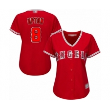 Women's Los Angeles Angels of Anaheim #8 Justin Upton Authentic Red Alternate Baseball Jersey