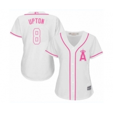Women's Los Angeles Angels of Anaheim #8 Justin Upton Authentic White Fashion Cool Base Baseball Jersey