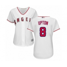 Women's Los Angeles Angels of Anaheim #8 Justin Upton Authentic White Home Cool Base Baseball Jersey