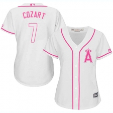 Women's Majestic Los Angeles Angels of Anaheim #7 Zack Cozart Authentic White Fashion Cool Base MLB Jersey