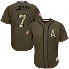 Youth Majestic Los Angeles Angels of Anaheim #7 Zack Cozart Replica Green Salute to Service MLB Jersey