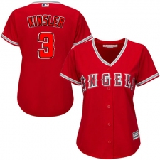Women's Majestic Los Angeles Angels of Anaheim #3 Ian Kinsler Authentic Red Alternate MLB Jersey
