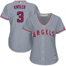 Women's Majestic Los Angeles Angels of Anaheim #3 Ian Kinsler Replica Grey Road Cool Base MLB Jersey