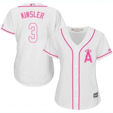 Women's Majestic Los Angeles Angels of Anaheim #3 Ian Kinsler Replica White Fashion Cool Base MLB Jersey