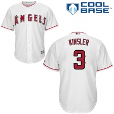 Youth Majestic Los Angeles Angels of Anaheim #3 Ian Kinsler Authentic White Home Cool Base MLB Jersey