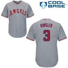 Youth Majestic Los Angeles Angels of Anaheim #3 Ian Kinsler Replica Grey Road Cool Base MLB Jersey