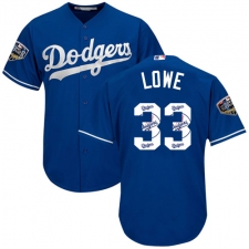 Men's Majestic Los Angeles Dodgers #33 Mark Lowe Authentic Royal Blue Team Logo Fashion Cool Base 2018 World Series MLB Jersey