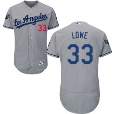 Men's Majestic Los Angeles Dodgers #33 Mark Lowe Grey Road Flex Base Authentic Collection 2018 World Series MLB Jersey
