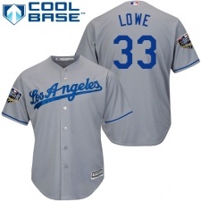 Youth Majestic Los Angeles Dodgers #33 Mark Lowe Authentic Grey Road Cool Base 2018 World Series MLB Jersey