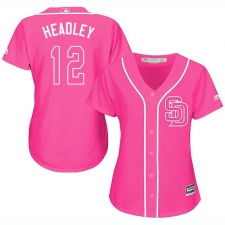 Women's Majestic San Diego Padres #12 Chase Headley Replica Pink Fashion Cool Base MLB Jersey
