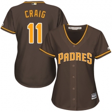 Women's Majestic San Diego Padres #11 Allen Craig Authentic Brown Alternate Cool Base MLB Jersey