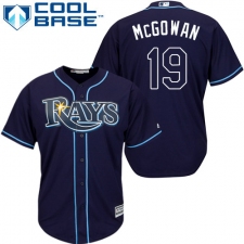 Men's Majestic Tampa Bay Rays #19 Dustin McGowan Replica Navy Blue Alternate Cool Base MLB Jersey
