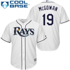 Youth Majestic Tampa Bay Rays #19 Dustin McGowan Authentic White Home Cool Base MLB Jersey