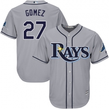 Men's Majestic Tampa Bay Rays #27 Carlos Gomez Replica Grey Road Cool Base MLB Jersey