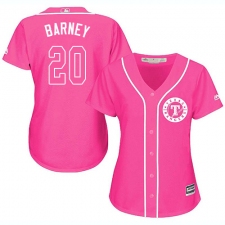 Women's Majestic Texas Rangers #20 Darwin Barney Authentic Pink Fashion Cool Base MLB Jersey