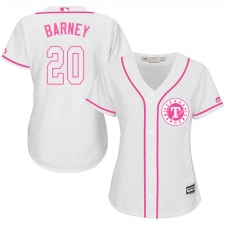 Women's Majestic Texas Rangers #20 Darwin Barney Authentic White Fashion Cool Base MLB Jersey