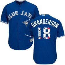Men's Majestic Toronto Blue Jays #18 Curtis Granderson Authentic Blue Team Logo Fashion MLB Jersey