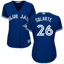 Women's Majestic Toronto Blue Jays #26 Yangervis Solarte Replica Blue Alternate MLB Jersey