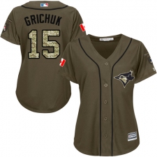 Women's Majestic Toronto Blue Jays #15 Randal Grichuk Authentic Green Salute to Service MLB Jersey