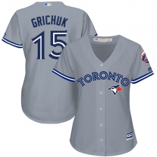 Women's Majestic Toronto Blue Jays #15 Randal Grichuk Replica Grey Road MLB Jersey