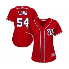 Women's Washington Nationals #54 Kevin Long Authentic Red Alternate 1 Cool Base 2019 World Series Bound Baseball Jersey