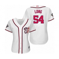 Women's Washington Nationals #54 Kevin Long Authentic White Home Cool Base 2019 World Series Bound Baseball Jersey