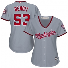 Women's Majestic Washington Nationals #53 Joaquin Benoit Replica Grey Road Cool Base MLB Jersey