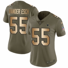 Women's Nike Dallas Cowboys #55 Leighton Vander Esch Limited Olive/Gold 2017 Salute to Service NFL Jersey
