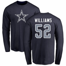 NFL Nike Dallas Cowboys #52 Connor Williams Navy Blue Name & Number Logo Long Sleeve T-Shirt
