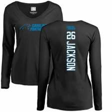 NFL Women's Nike Carolina Panthers #26 Donte Jackson Black Backer Slim Fit Long Sleeve T-Shirt