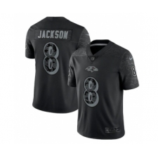 Men's Baltimore Ravens #8 Lamar Jackson Black Reflective Limited Stitched Football Jersey